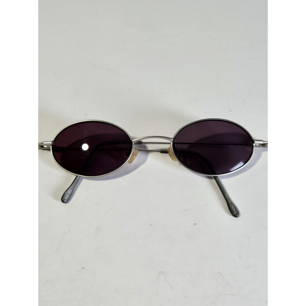 Vintage Macarius MA73-S Oval Sunglasses Silver Purple Lenses Y2K 46-21-135